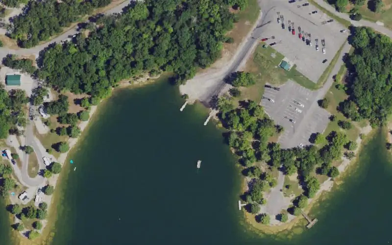 Aerial photo of the area around Moutardier Ramp, Edmonson County