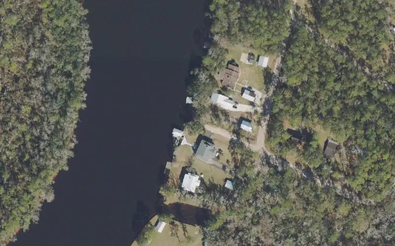 Aerial photo of the area around N T Smith Boat Ramp (Gravel), Wakulla County
