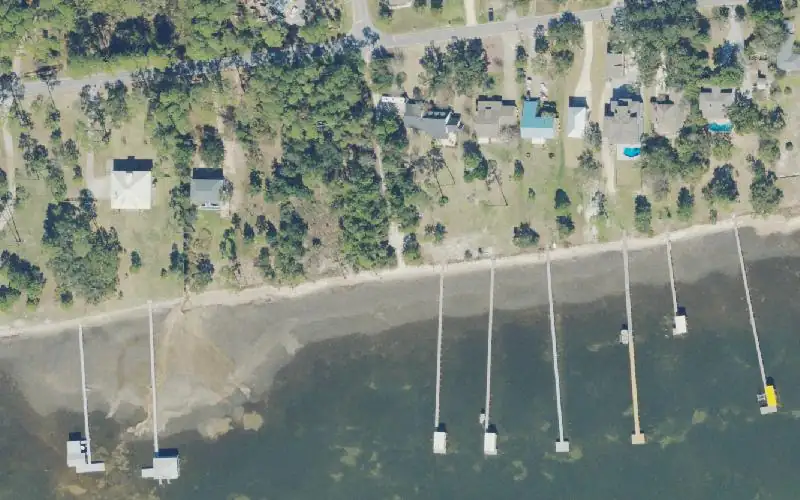 Aerial photo of the area around Nantahala Beach Public Access, Santa Rosa County