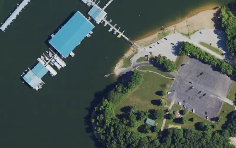 Aerial photo of the area around Narrows Marina, Barren County