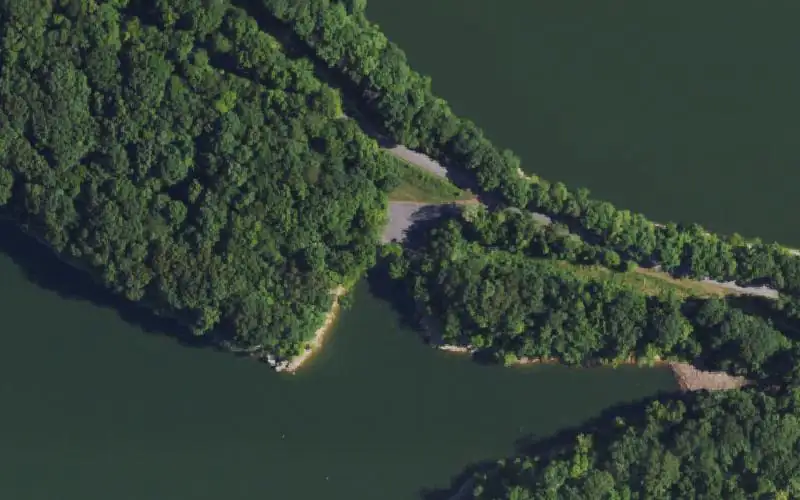 Aerial photo of the area around Narrows Ramp, Barren County