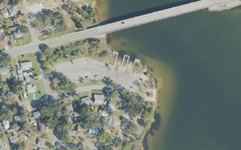 Aerial photo of the area around Navy Point Public Boat Ramp, Escambia County