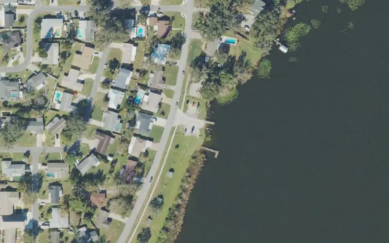 Aerial photo of the area around Ned Lake Public Boat Ramp, Polk County