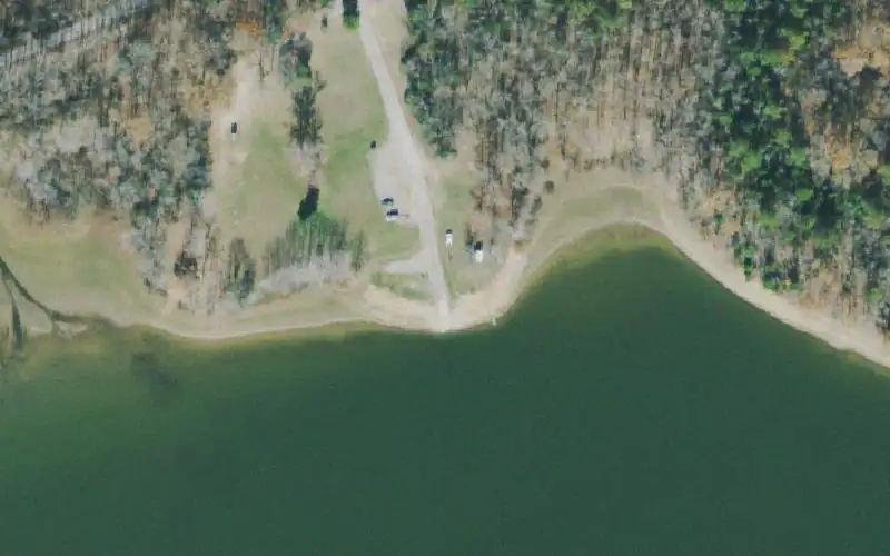 Aerial photo of the area around Neville Bay, Stewart County