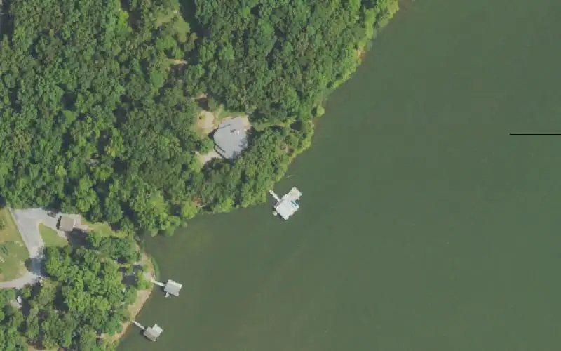 Aerial photo of the area around Newburg Landing, Calloway County