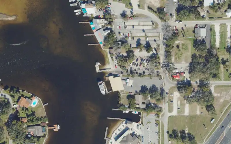 Aerial photo of the area around Nick's Park Public Boat Ramp, Pasco County