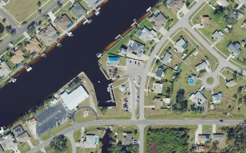 Aerial photo of the area around North Port Marina Park - Boat Ramp, Sarasota County