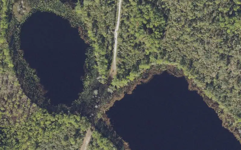 Aerial photo of the area around Ocala National Forest - North Grasshopper Lake Canoe Access (4x4 Only), Lake County