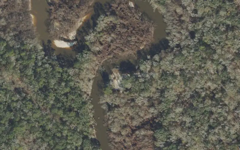 Aerial photo of the area around Ochlockonee Landing At Tower Rd, Leon County