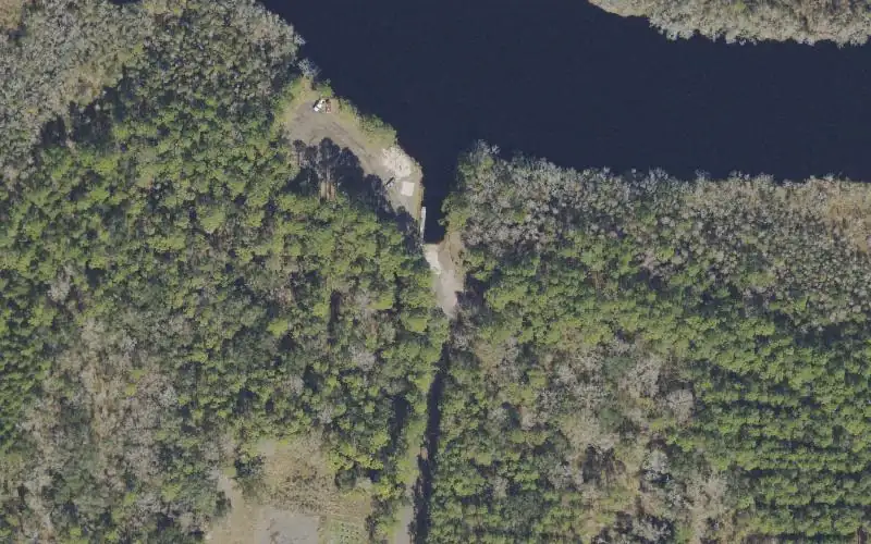 Aerial photo of the area around Odena Landing at Depot Creek Public Boat Ramp, Gulf County