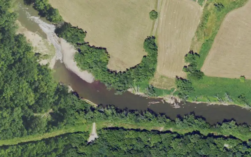 Aerial photo of the area around Old 57 Ford, Fleming County