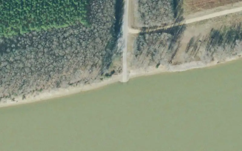 Aerial photo of the area around Old Clifton Ferry, Decatur County