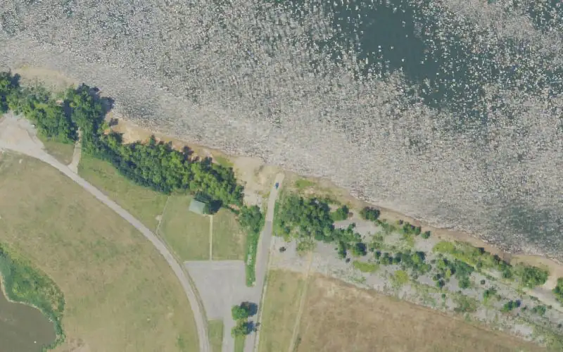 Aerial photo of the area around Old Ferry Landing, Marshall County