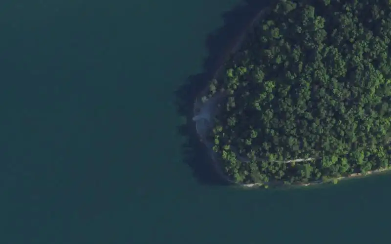 Aerial photo of the area around Old Sawmill Ramp, Wayne County