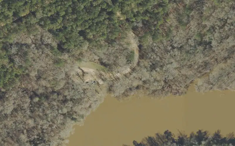 Aerial photo of the area around Old Warehouse Landing (Baker Landing), Holmes County