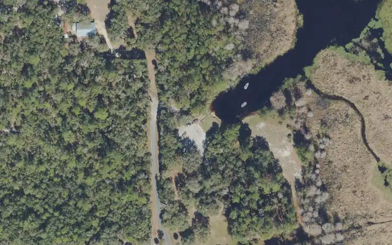 Aerial photo of the area around Orange Springs Public Boat Ramp, Marion County