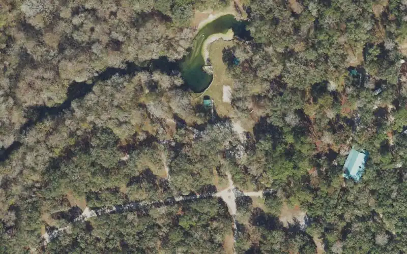 Aerial photo of the area around Otter Springs Park and Campground Canoe Launch, Gilchrist County