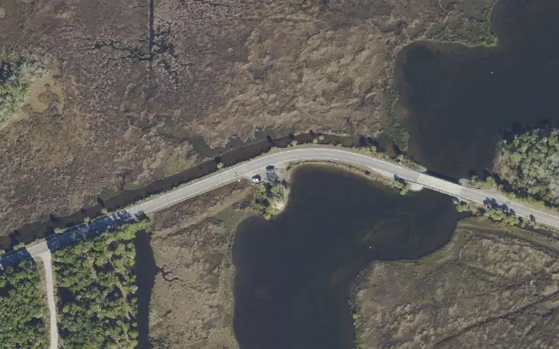 Aerial photo of the area around Ozello Trail Salt River Bridge Canoe Access, Citrus County