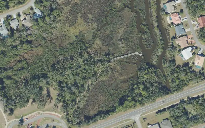 Aerial photo of the area around Palm Coast - Long Creek Nature Preserve - East Kayak Launch Dock, Flagler County