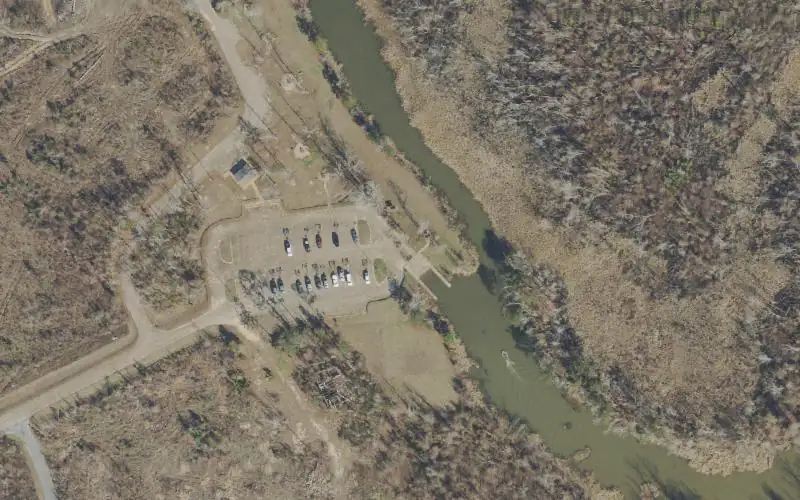 Aerial photo of the area around Parramore's Boat Landing, Jackson County