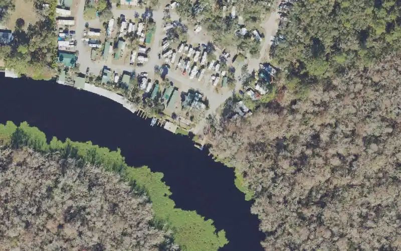 Aerial photo of the area around Parramore's Fantastic Fish Camp, Volusia County