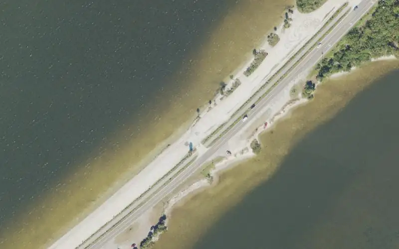 Aerial photo of the area around Parrish Park - Max Brewer Parkway  - Paddlecraft Beach North , Brevard County