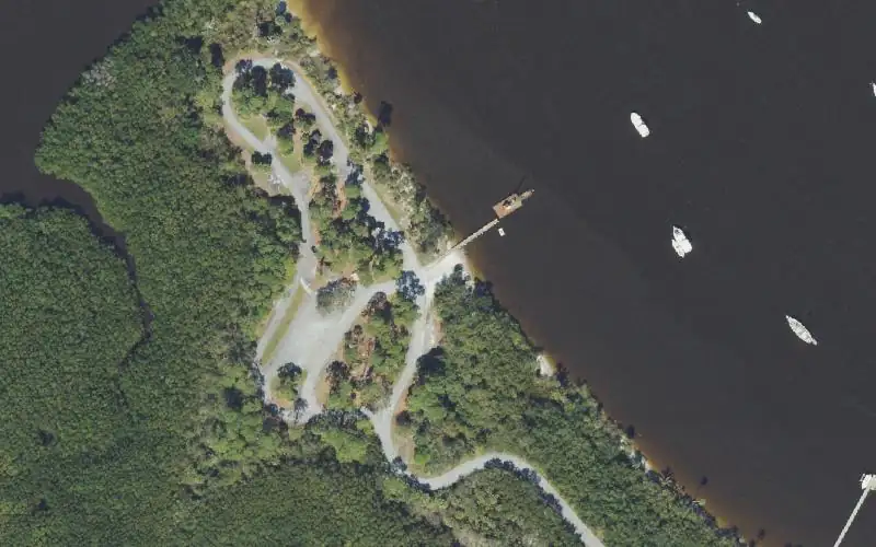 Aerial photo of the area around Pendarvis Cove Park Non-Motorized Small Craft Launch, Martin County