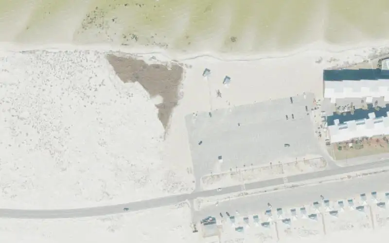 Aerial photo of the area around Pensacola Beach Park West Kayak Access, Escambia County