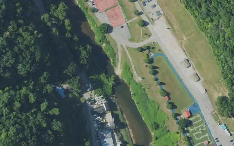 Aerial photo of the area around Perry Co. Park Ramp in Hazard, Perry County