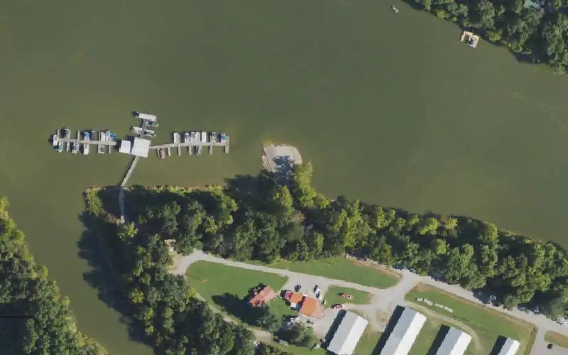 Aerial photo of the area around Peter Cave Ramp, Grayson County