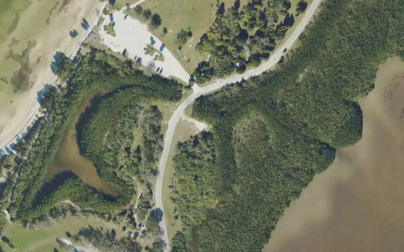 Aerial photo of the area around Picnic Island Park - Mangrove Tunnel Kayak Launch Beach, Hillsborough County