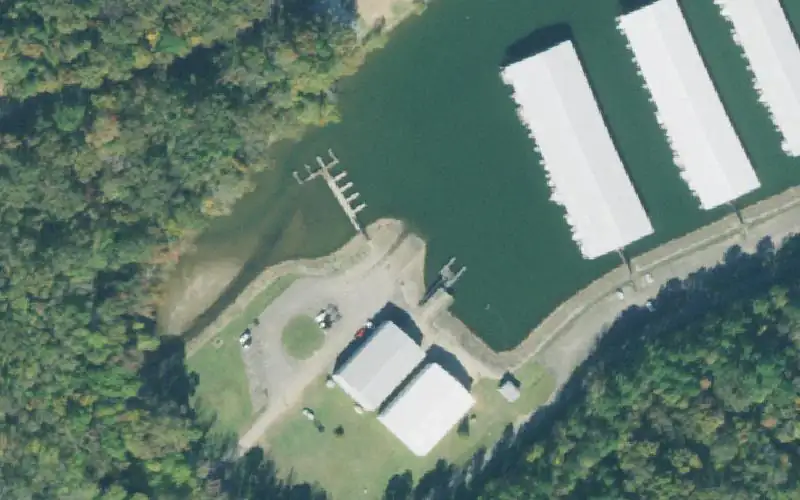 Aerial photo of the area around Picwick Landing State Park Ramp #2, Hardin County