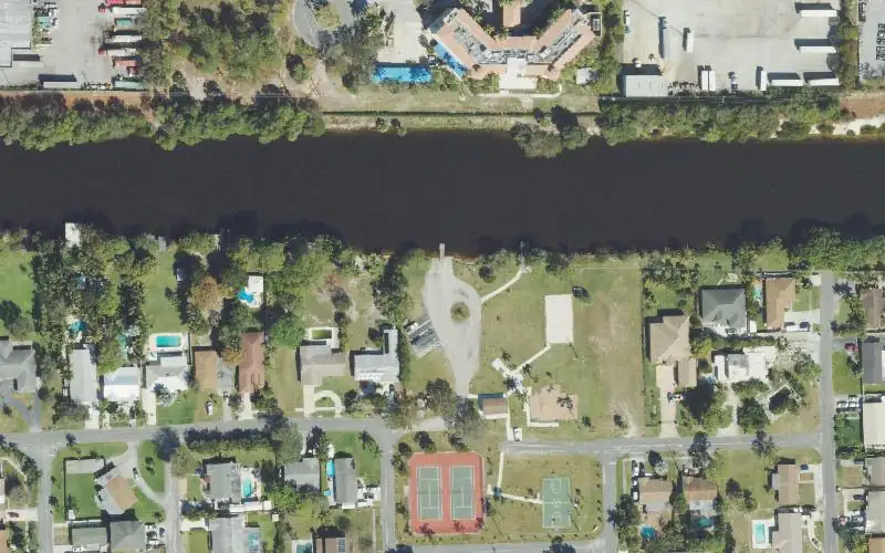 Aerial photo of the area around Pioneer Canal Park Boat Ramp (Small Boats), Palm Beach County