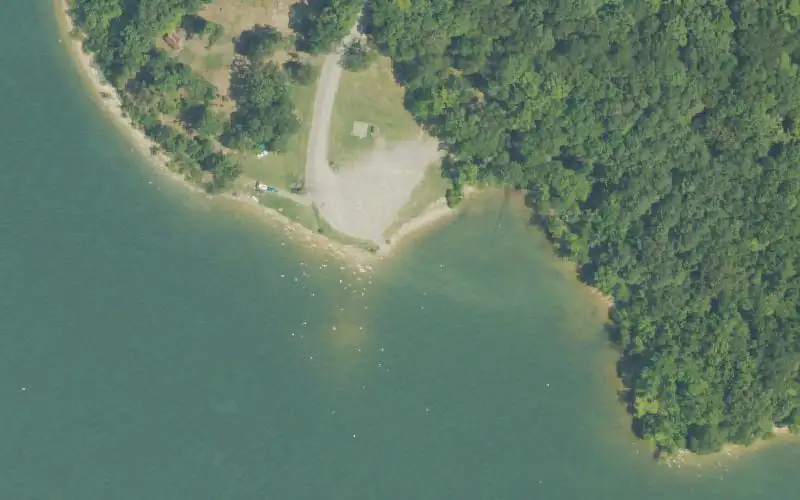 Aerial photo of the area around Pisgah Bay Campground lake access - LBL, Lyon County