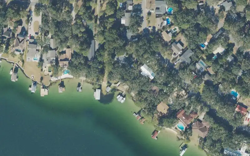 Aerial photo of the area around Pocahontas Boat Ramp (No Parking - For Small Boats), Okaloosa County