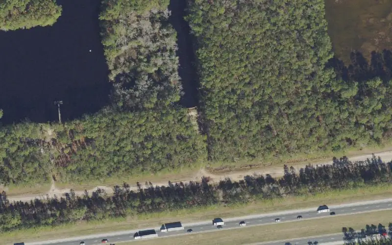 Aerial photo of the area around Pope Duval Fish Management Area East Pond - Hand Launch Ramp (No Gas Motors), Duval County