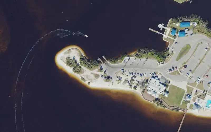 Aerial photo of the area around Port Charlotte Beach Park Boat Ramp, Charlotte County