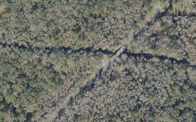 Aerial photo of the area around Prairie Creek - Camps Canal Take Out Point (Potano Paddling Trail), Alachua County