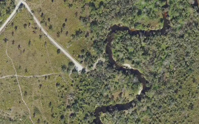Aerial photo of the area around Prairie Creek Preserve - Canoe Launch, Charlotte County