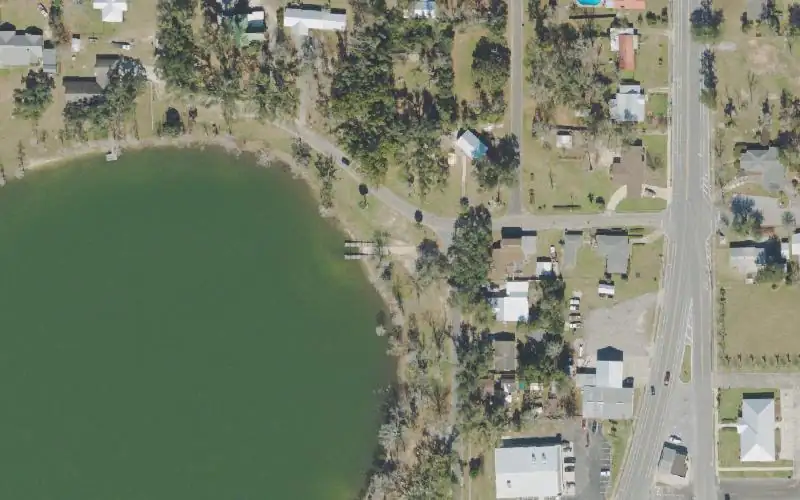 Aerial photo of the area around Preacher Glass Park and Boat Ramp at Lake Alice, Gulf County