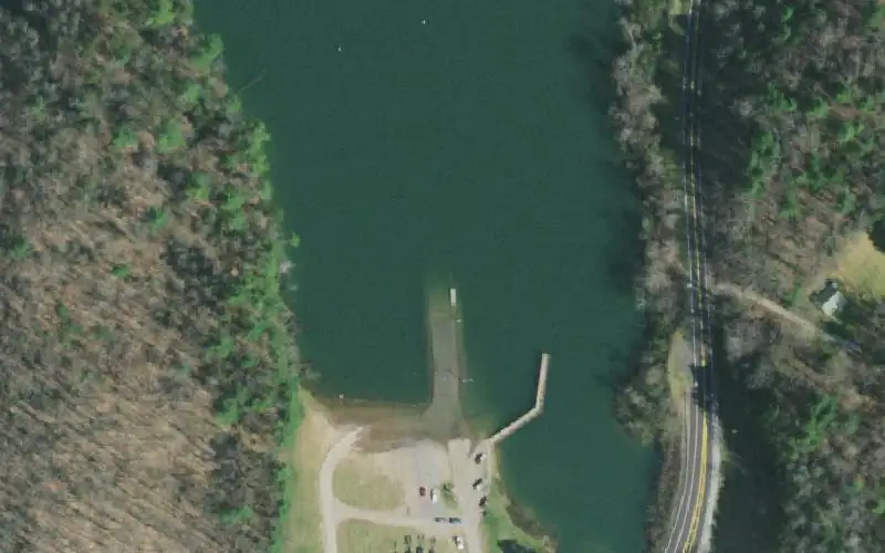 Aerial photo of the area around Rat Branch (Bay View), Carter County