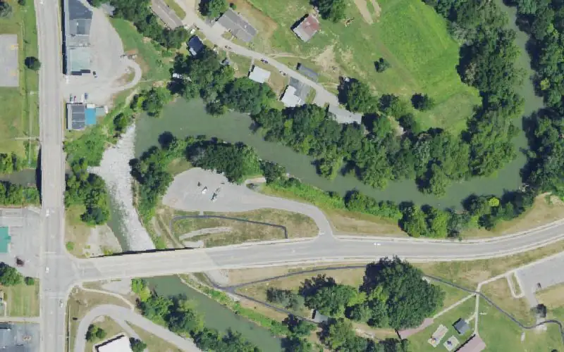 Aerial photo of the area around Rawlings Stinson Park Ramp, Clay County