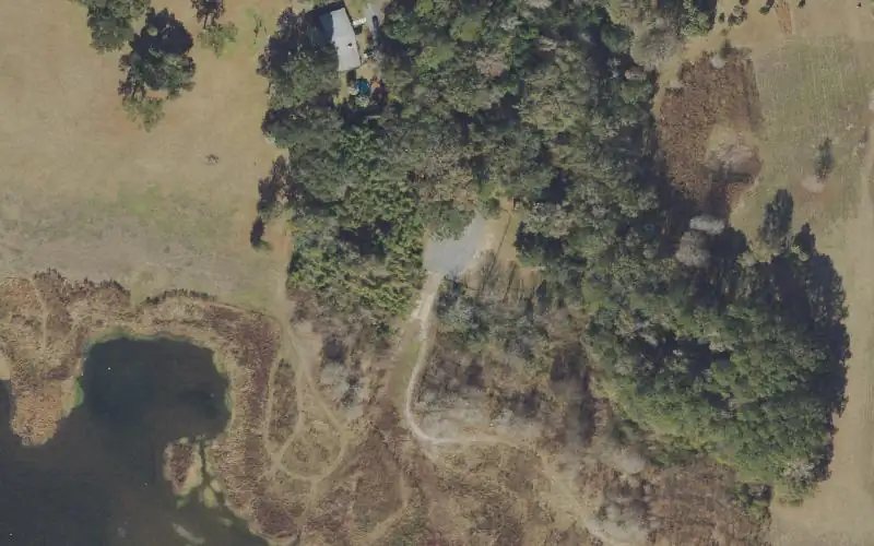 Aerial photo of the area around Rhoden Cove Landing, Leon County