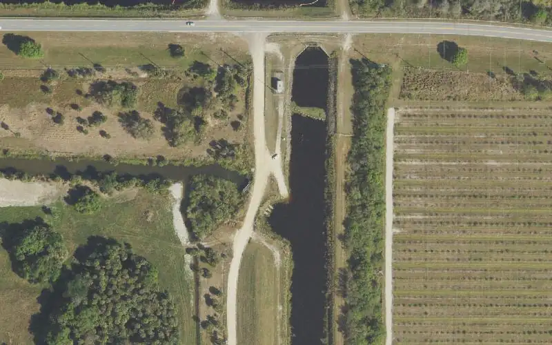 Aerial photo of the area around Rim Ditch at Highway 68 Public Boat Ramp, St. Lucie County
