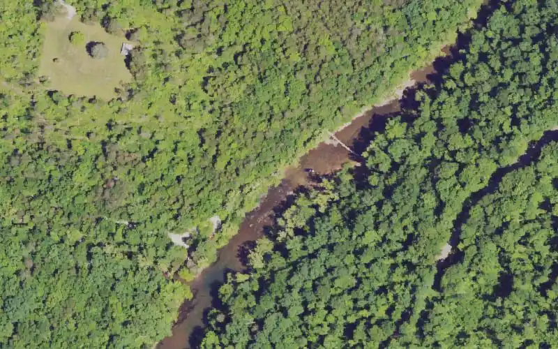 Aerial photo of the area around Ritner Ford, Wayne County