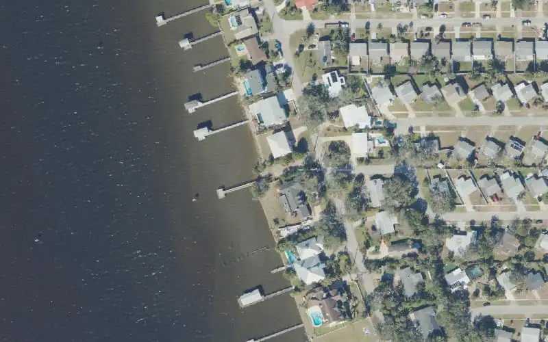 Aerial photo of the area around Riv-Ocean Drive Fishing Dock, Volusia County