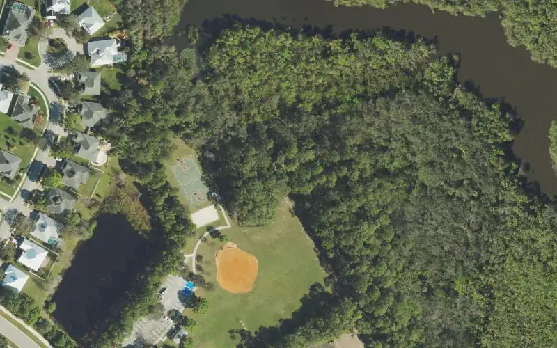Aerial photo of the area around River Place Park - Canoe Launch, St. Lucie County