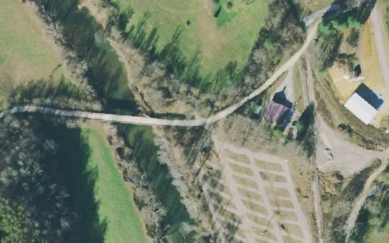 Aerial photo of the area around River Road Access, Scott County
