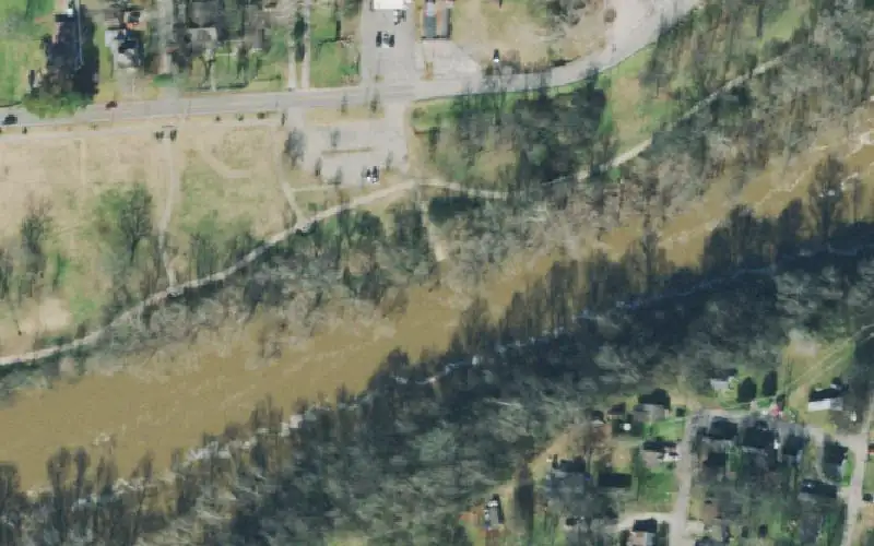 Aerial photo of the area around Riverside Access Area, Maury County