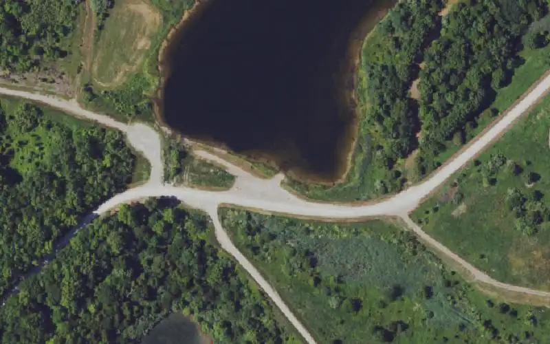 Aerial photo of the area around Rob's Lake, Ohio County